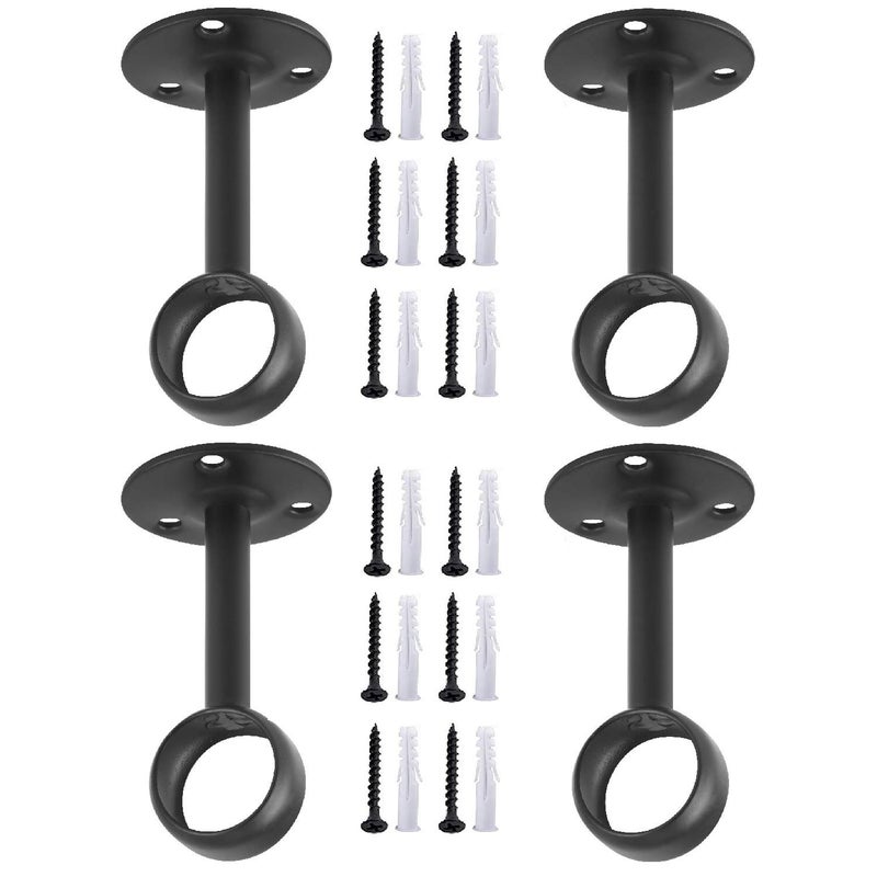 Anndason Curtain Rod Bracket Holders (Ceiling-Mount, 4 PCS, Black) - Image 1